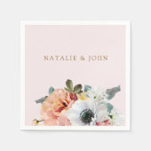  Perzische Peach Floral Engagement Party Servetten (Voorkant)