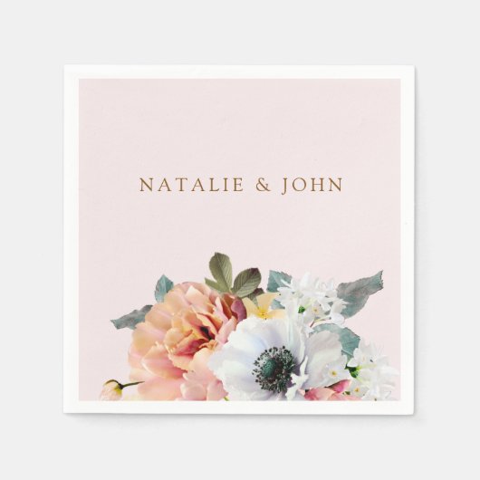  Perzische Peach Floral Engagement Party Servetten (Voorkant)