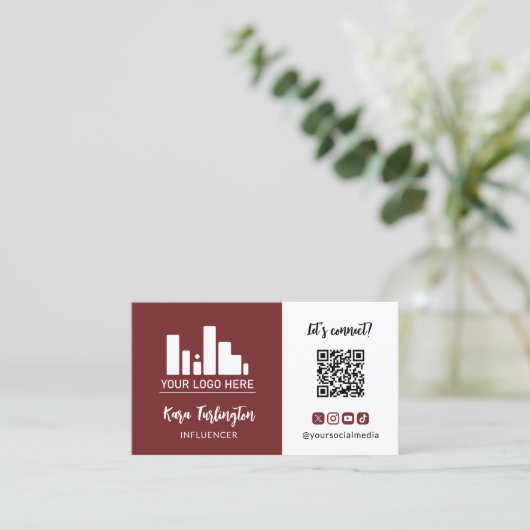 Perzische Plum Logo QR Code Foto Sociale Media Visitekaartje (Staand voorkant)