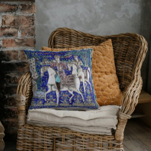 Perzische Ridders Romance Hemelsblauw Wit   Kussen
