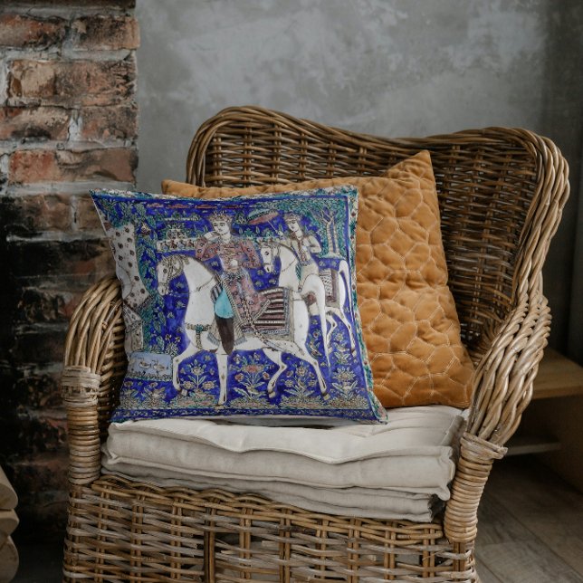 Perzische Ridders Romance Hemelsblauw Wit | Kussen (Creator heeft geüpload)