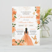 Perzische Rozen Butterfly Quinceanera Kaart (Staand voorkant)