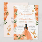 Perzische Rozen Butterfly Quinceanera Kaart (Voorkant / Achterkant)