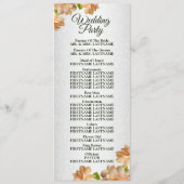 Perzische Rozen Floral Silver Glitter Elegant Wedd Programmakaart (Achterkant)