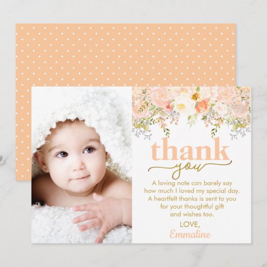 Perzische Rozen Girl Birthday Foto Hartelijk dank Bedankkaart (Voorkant / Achterkant)