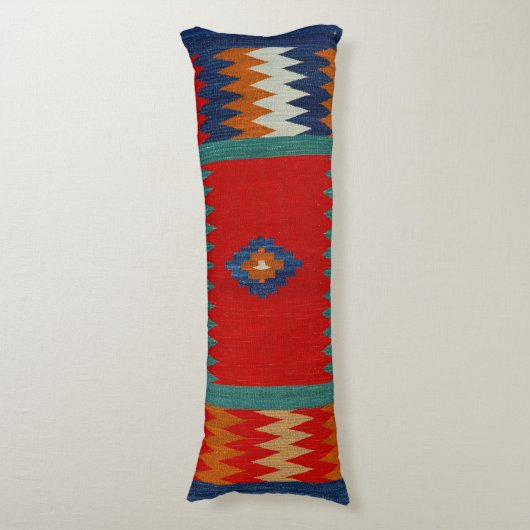 Perzische Safreh I Chevron Blauwgroen Blauwe Woest Lichaamskussen (Voorkant Verticaal)