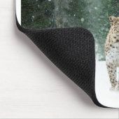 Perzische sneeuwluipaard in de sneeuw muismat (Hoek)