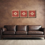 Perzische tapijt look design canvas afdruk<br><div class="desc">De tijdloze schoonheid van Perzische tapijten diende als inspiratie voor het prachtige ontwerp op dit drie-paneel, bedrukte canvas stuk. Voor meer visuele interesse wordt het gepresenteerd op drie panelen. Elk paneel heeft een trendy middenveldpatroon en een lichtgekleurde rand. Rood dient als de primaire achtergrondkleur van het ontwerp en is geaccentueerd...</div>