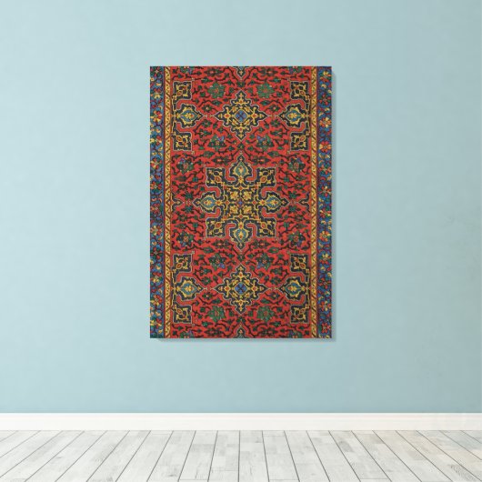 Perzische tapijt rood blauw Classic Canvas Afdruk (Insitu (Houten vloer))