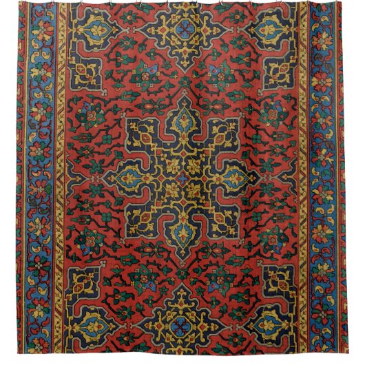 Perzische tapijt rood blauw Classic Douchegordijn (Voorkant)