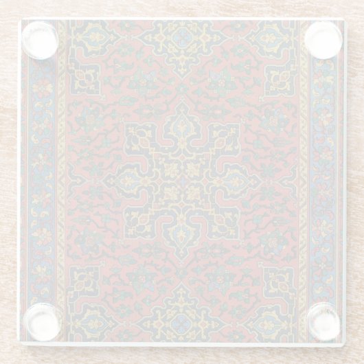 Perzische tapijt rood blauw Classic Glazen Onderzetter (Achterkant)