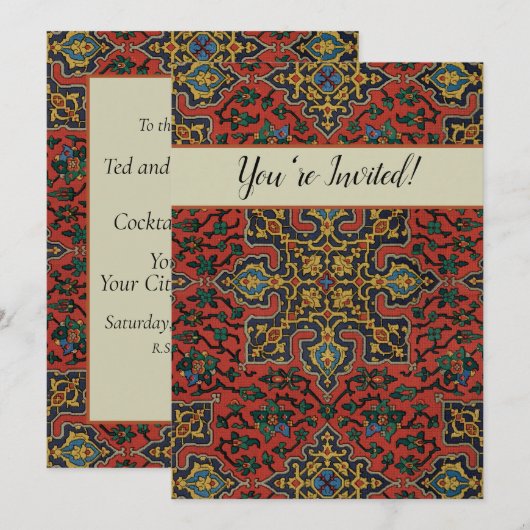 Perzische tapijt rood blauw Classic Kaart (Voorkant / Achterkant)