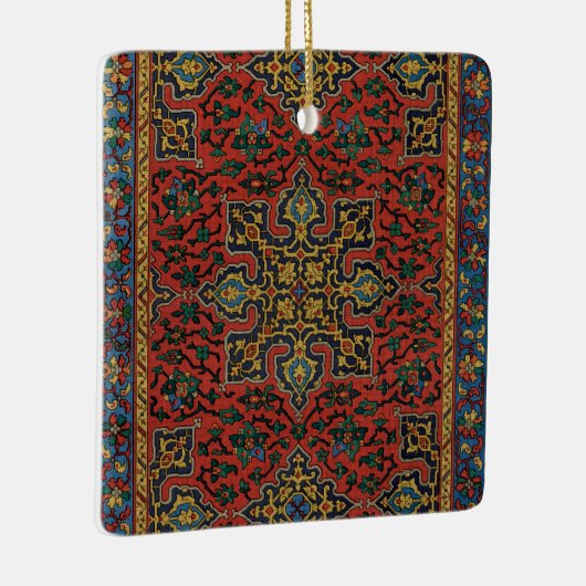 Perzische tapijt rood blauw Classic Keramisch Ornament (Rechts)