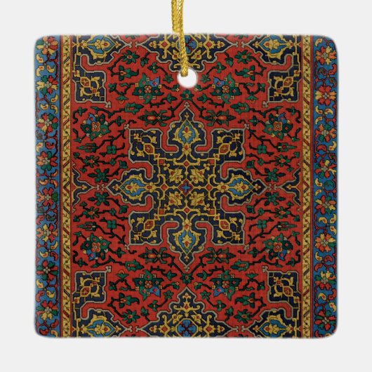 Perzische tapijt rood blauw Classic Keramisch Ornament (Voorkant)