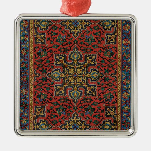 Perzische tapijt rood blauw Classic Metalen Ornament (Voorkant)