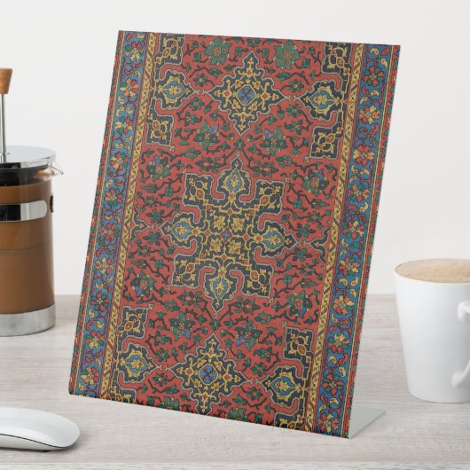 Perzische tapijt rood blauw Classic Reclamebord Met Voetstuk (Insitu)