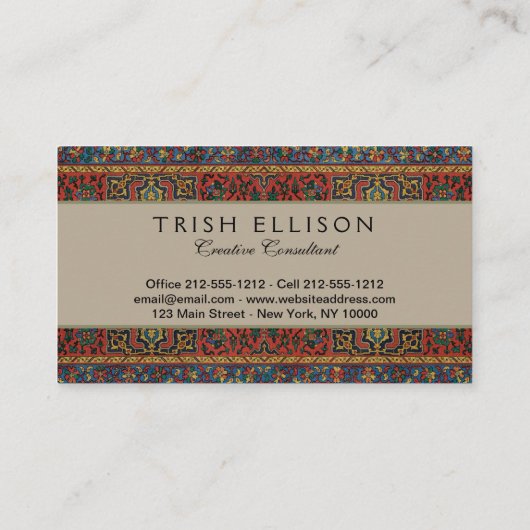 Perzische tapijt rood blauw Classic Visitekaartje (Achterkant)