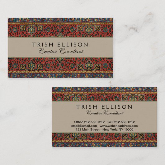 Perzische tapijt rood blauw Classic Visitekaartje (Voorkant / Achterkant)