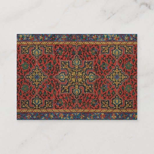Perzische tapijt rood blauw Classic Visitekaartje (Achterkant)