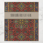 Perzische tapijt rood blauw Classic Wijn Etiket (Enkel label)