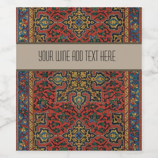 Perzische tapijt rood blauw Classic Wijn Etiket (Enkel label)