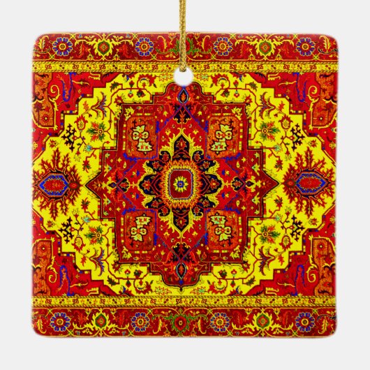 PERZISCHE TAPijt - Rood & Geel Keramisch Ornament (Achterkant)