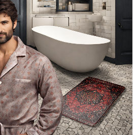 Perzische tapijten in roos gekleurd veld badmat