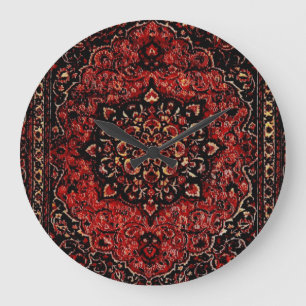 Perzische tapijten in roos gekleurd veld grote klok