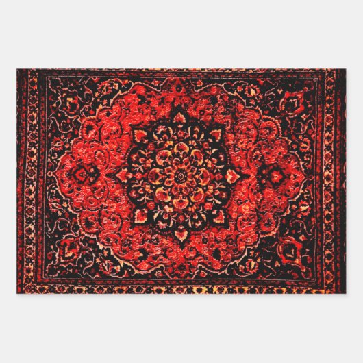 Perzische tapijten in roos gekleurd veld inpakpapier vel (Voorkant 3)