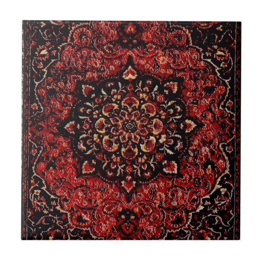 Perzische tapijten in roos gekleurd veld tegeltje (Voorkant)