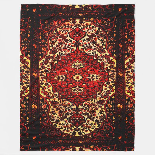 Perzische tapijten, rood en crème fleece deken (Voorkant)