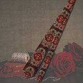 Perzische tapijtlook - donkerrood en crème -boho stropdas