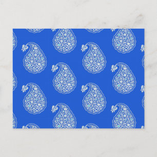 Perzische tegel paisley - wit op blauw briefkaart
