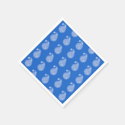 Perzische tegel paisley - wit op kobalblauw servetten (Hoek)