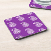 Perzische tegelpaisley - wit op paars bier onderzetter (Linkerzijde)