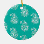 Perzische tegelpaisley - wit op turquoise keramisch ornament (Voorkant)