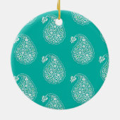 Perzische tegelpaisley - wit op turquoise keramisch ornament (Achterkant)