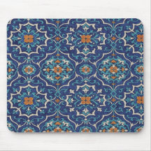 Perzische tegelpatroon muismat – Elegant blauw geo