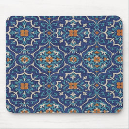 Perzische tegelpatroon muismat – Elegant blauw geo