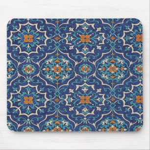 Perzische tegelpatroon muismat – Elegant blauw geo