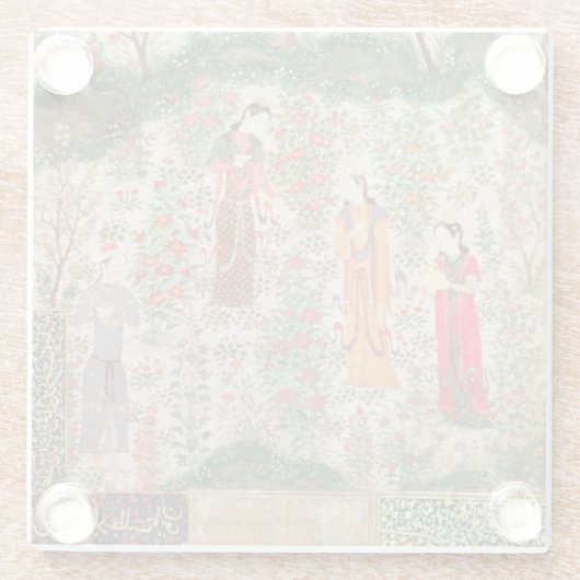 Perzische tuin, 15e eeuw (m/v op papier) glazen onderzetter (Achterkant)