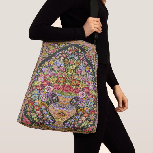  Perzische Turkse Bloemen Mid Century Crossbody Tas (Dichtbij)