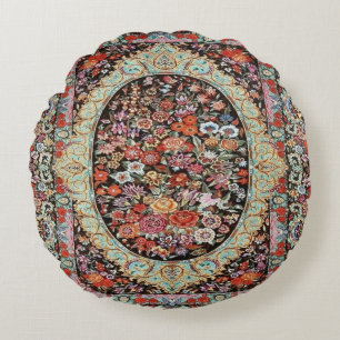 Perzische Turkse Bloemen Rug Print Rond Kussen