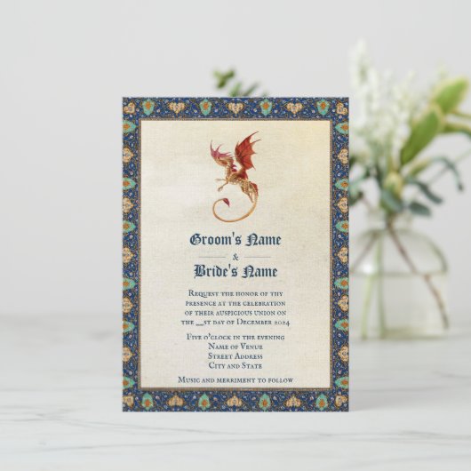 Perzische uitnodiging voor het trekken van een dra (Staand voorkant)