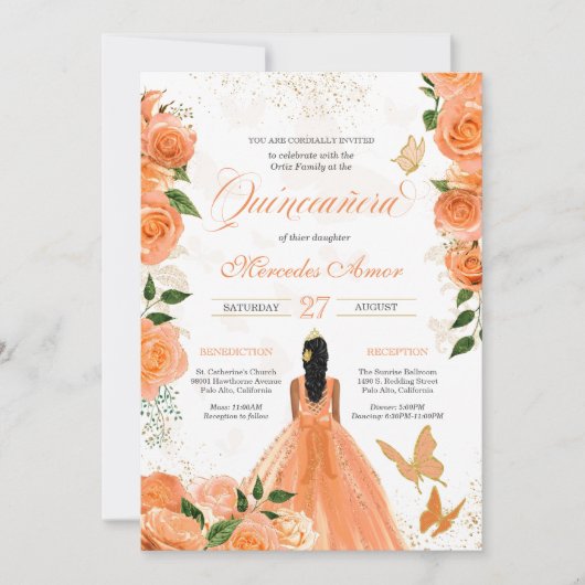 Perzische vlinderbloemige Roos Butterfly Quinceane Kaart (Voorkant)