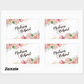 Perzische Waterverf Floral Border Weduwemonogram Rechthoekige Sticker (Vel)