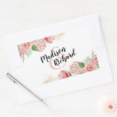 Perzische Waterverf Floral Border Weduwemonogram Rechthoekige Sticker (Envelop)