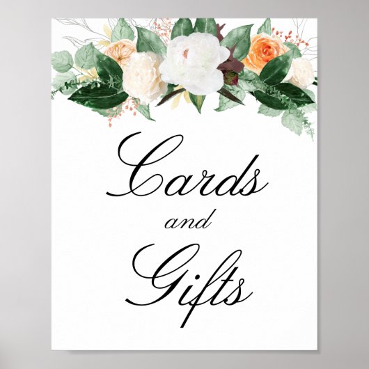 Perzische Waterverf Floral Kaarten en Gifts Weddin Poster (Voorkant)