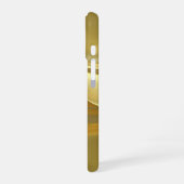 Perzische witte kat op gouden satijn iPhone 16 hoesje (Linkerkant)