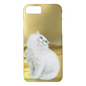 Perzische witte kat op goudsatin Case-Mate iPhone case (Achterkant)